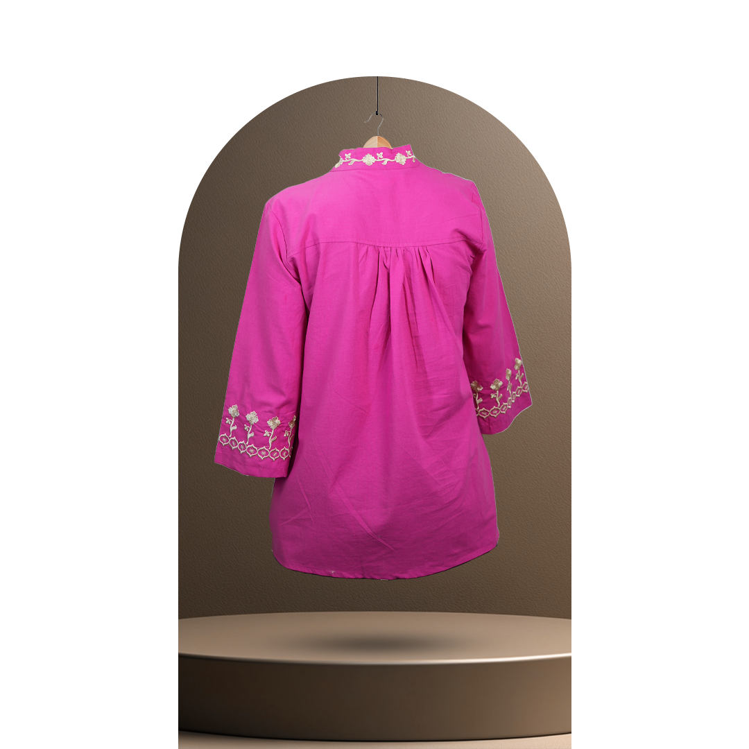 تصویر تونیک زنانه کالکشن طبیعت رنگ صورتی 