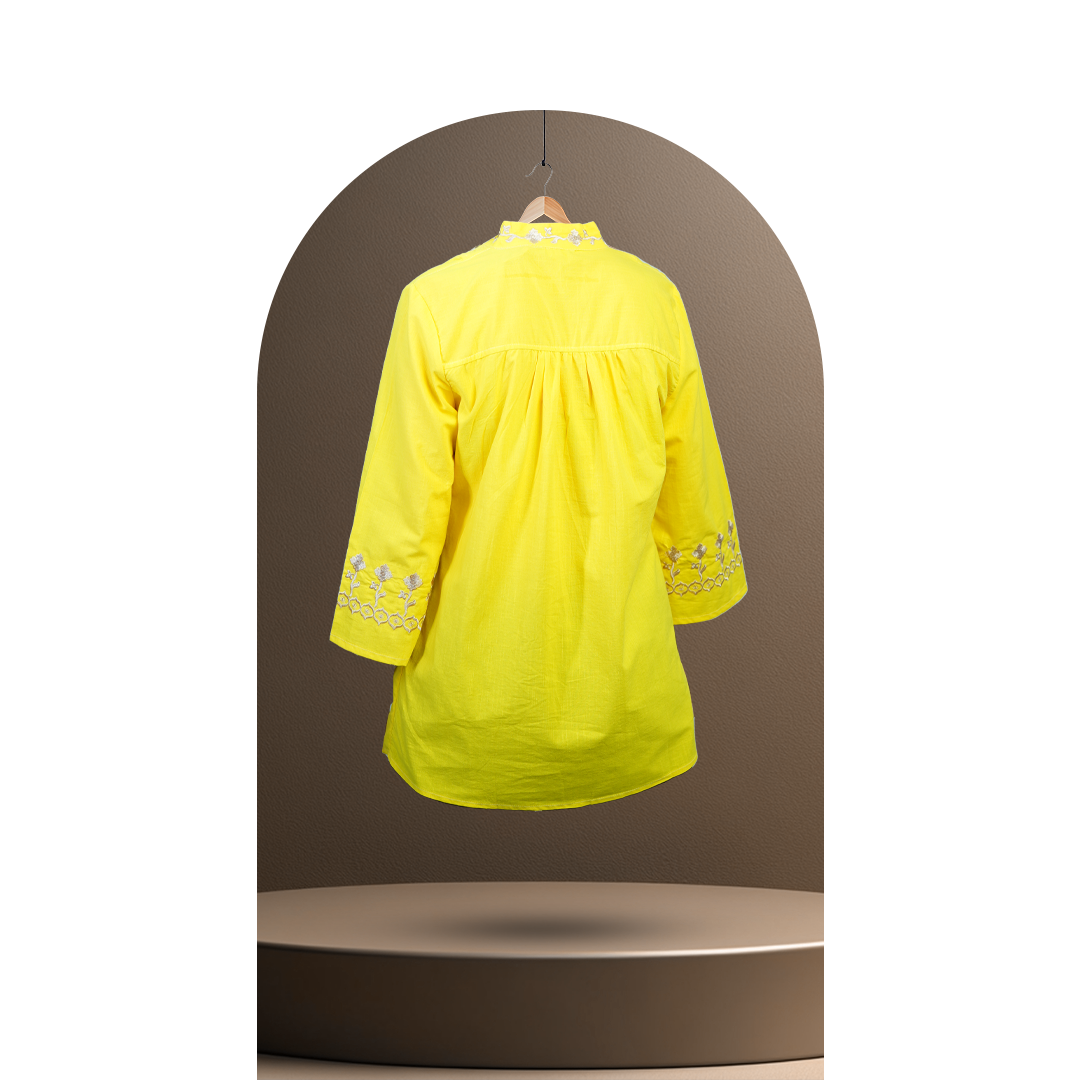 تصویر تونیک زنانه کالکشن طبیعت رنگ زرد 