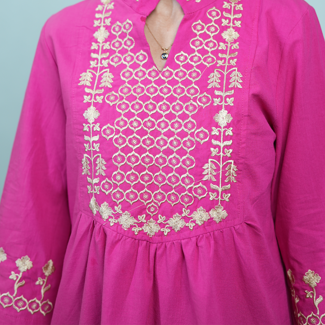 تصویر تونیک زنانه کالکشن طبیعت رنگ صورتی 