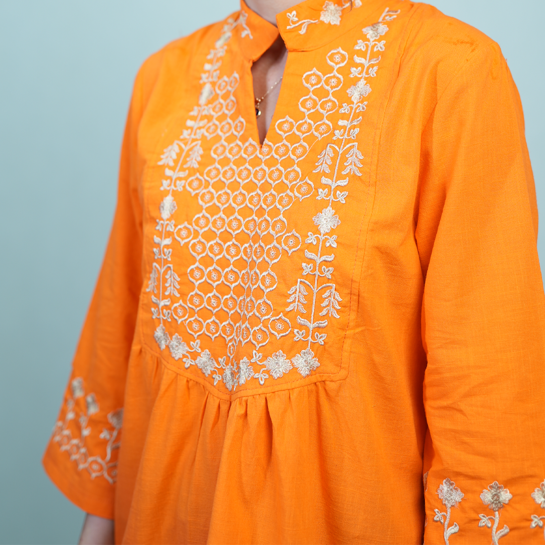 تصویر تونیک زنانه کالکشن طبیعت رنگ نارنجی 