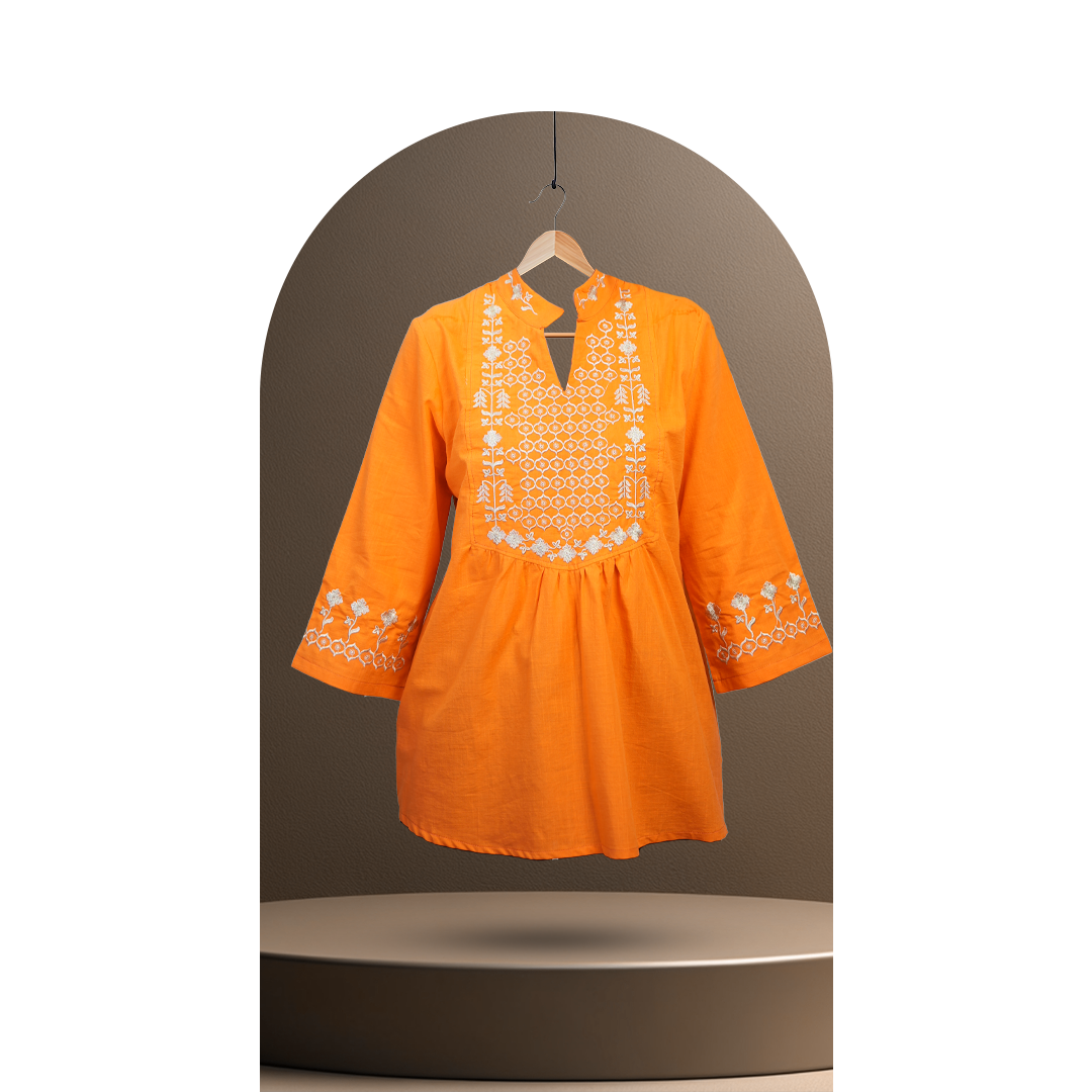 تصویر تونیک زنانه کالکشن طبیعت رنگ نارنجی 