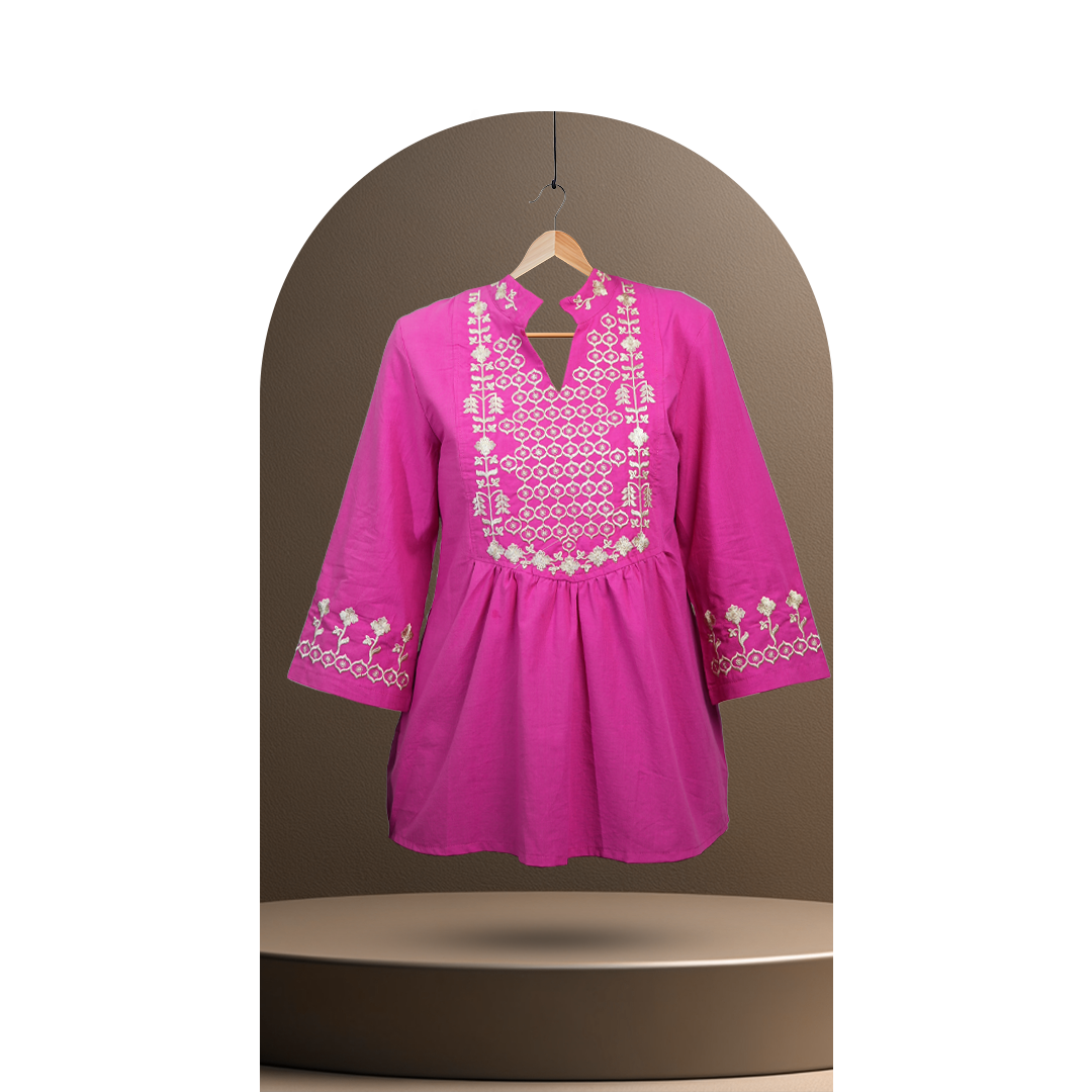 تصویر تونیک زنانه کالکشن طبیعت رنگ صورتی 